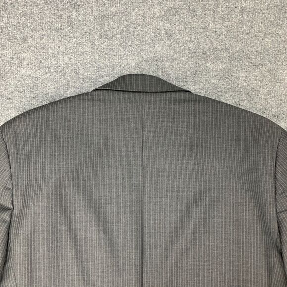 Ralph by Ralph Lauren Blazer Mens 41R Charcoal Grey Wool Shoulder Pads Striped - Picture 10 of 12